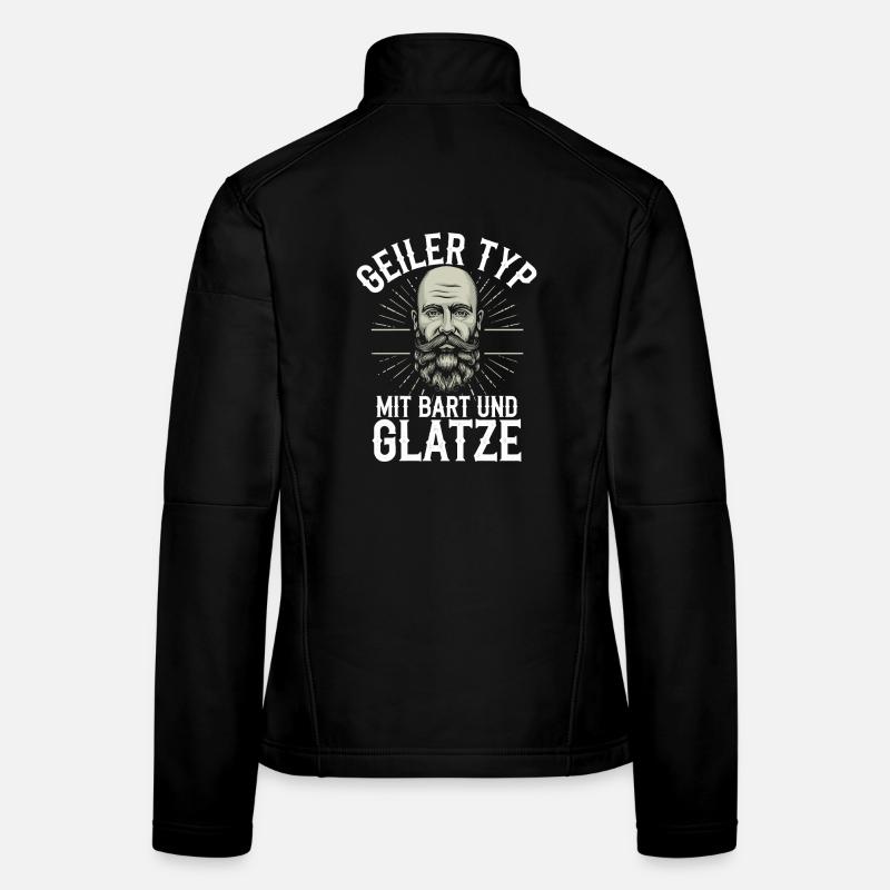 guy with beard & bald head beard wearer Women's Softshell Jacket