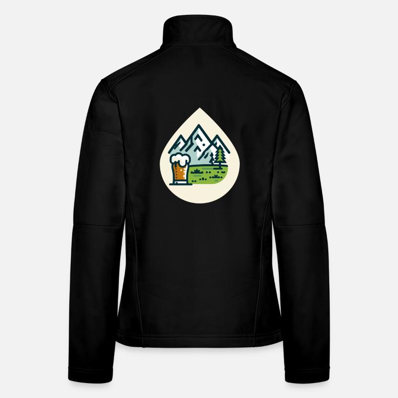 Bergkulisse mit Bierglas Frauen Softshelljacke