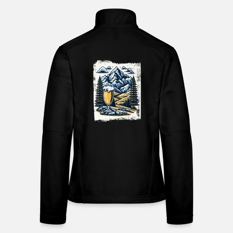 Bergpanorama mit Bierglas Frauen Softshelljacke