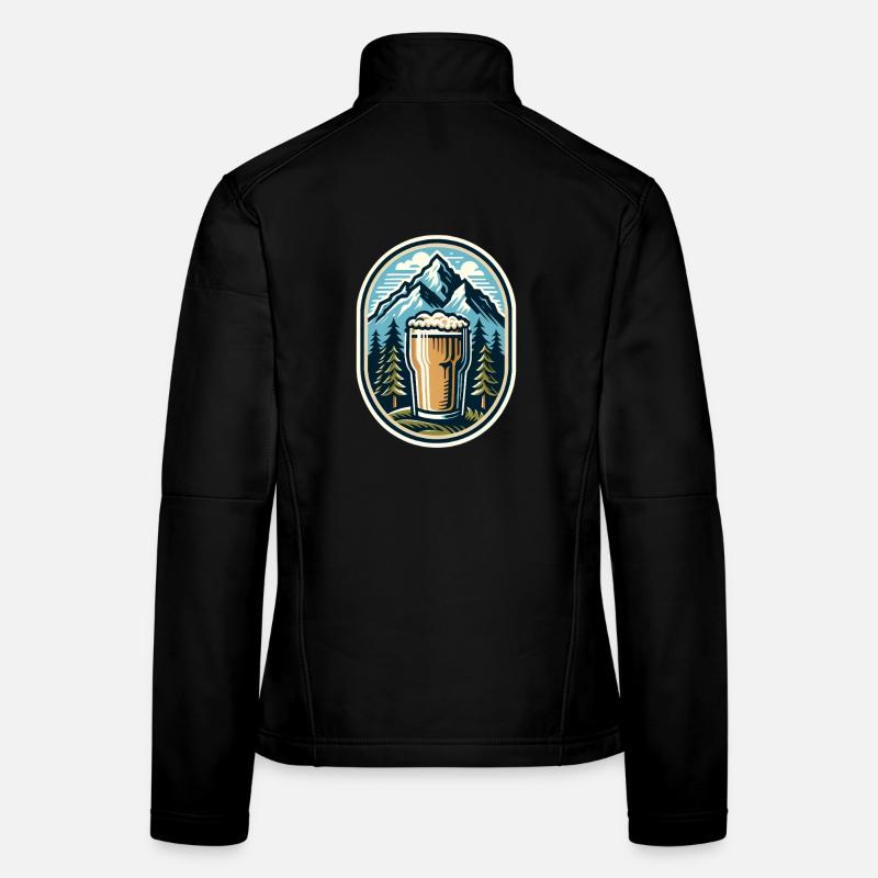 Mountain panorama with beer glass Women's Softshell Jacket