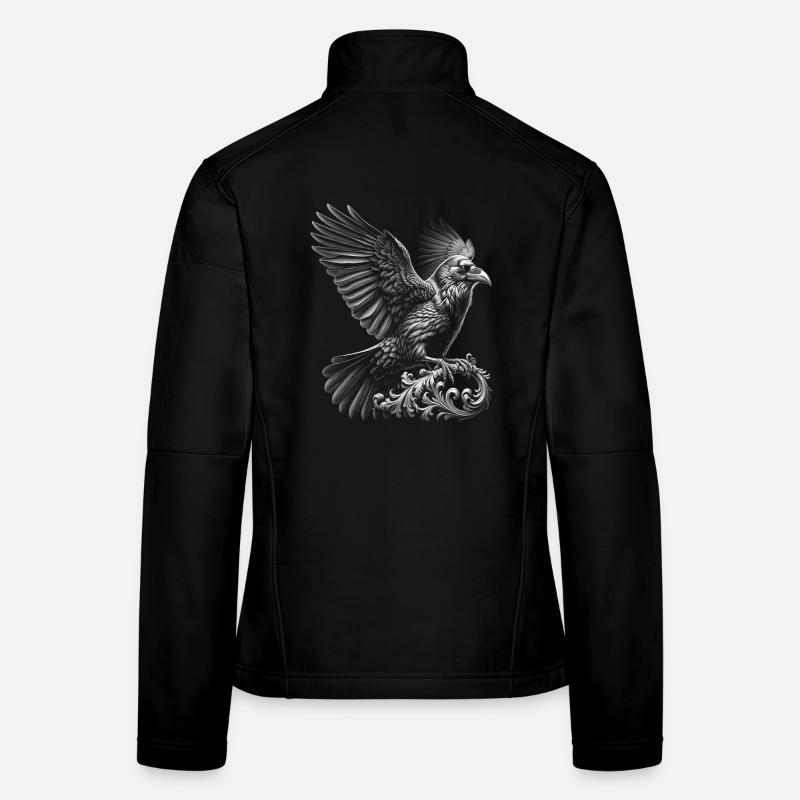 Corbeau noir dans le style réaliste Veste en tissu softshell Femme