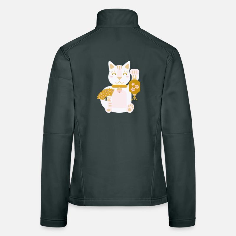 Maneki Neko L Glückskatze mit Fächer und Laterne Frauen Softshelljacke