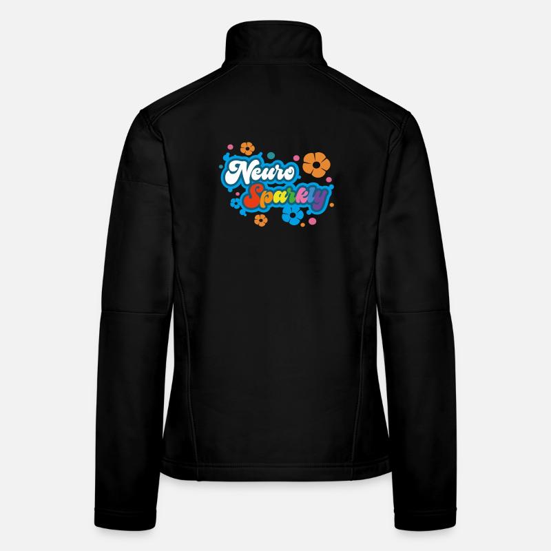 Typographie arc-en-ciel de fleur scintillante neuro Veste en tissu softshell Femme