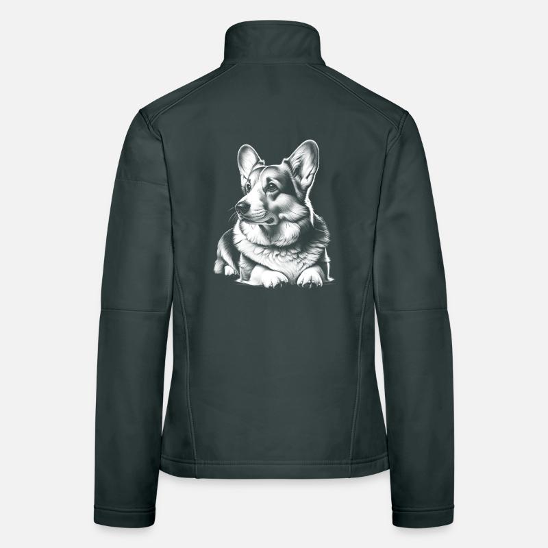 Corgi mignon en pose allongée Veste en tissu softshell Femme
