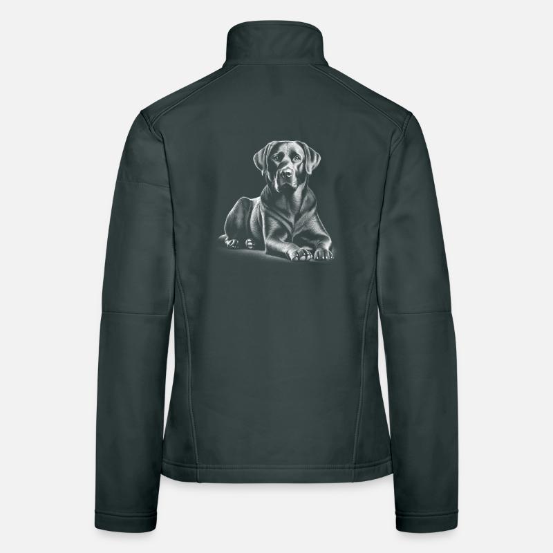 Labrador mignon dans la pose allongée Veste en tissu softshell Femme
