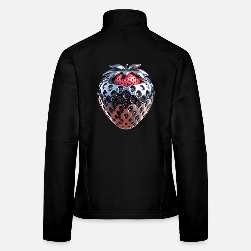 Futuristic Chrome Strawberry Women's Softshell Jacket
