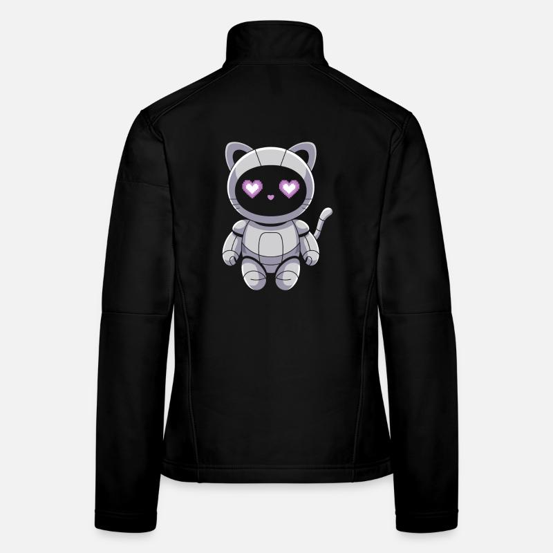 Cuddly cat robot with heart eyes Women's Softshell Jacket