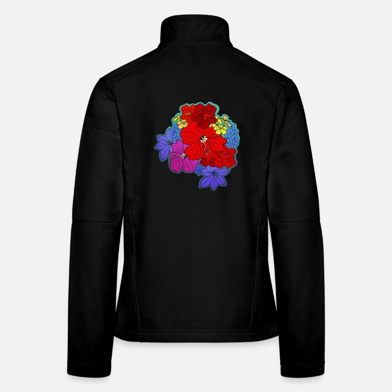 Blütenmeer farbig - Frauen Softshelljacke - Schwarz