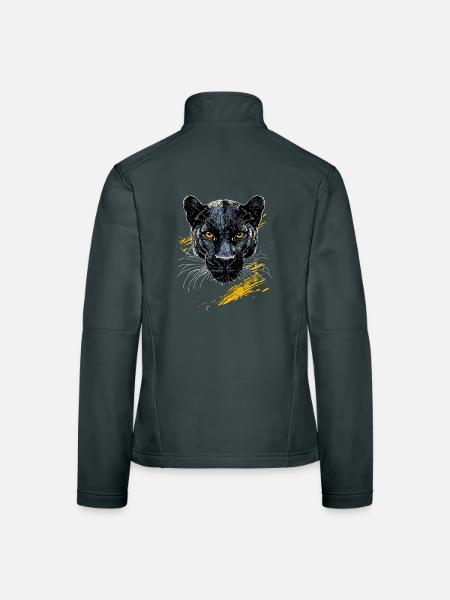 Panther Leopard Raubkatze Süße Großkatze Panter - Frauen Softshelljacke - Dunkelgrau - Hinten