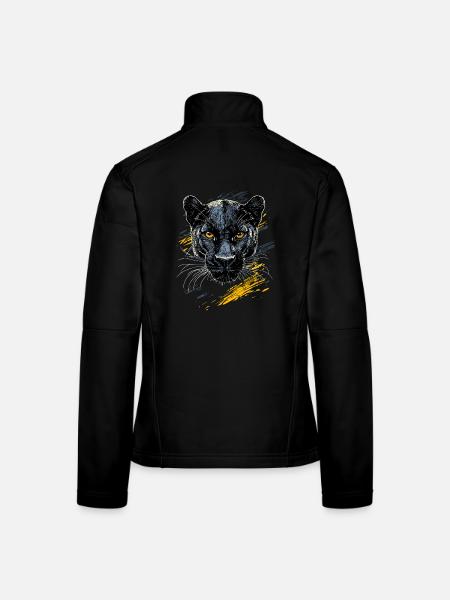 Panther Leopard Raubkatze Süße Großkatze Panter - Frauen Softshelljacke - Schwarz - Hinten