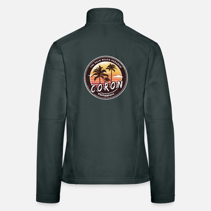 Coron Philippines Beach Palm Trees Design Women's Softshell Jacket