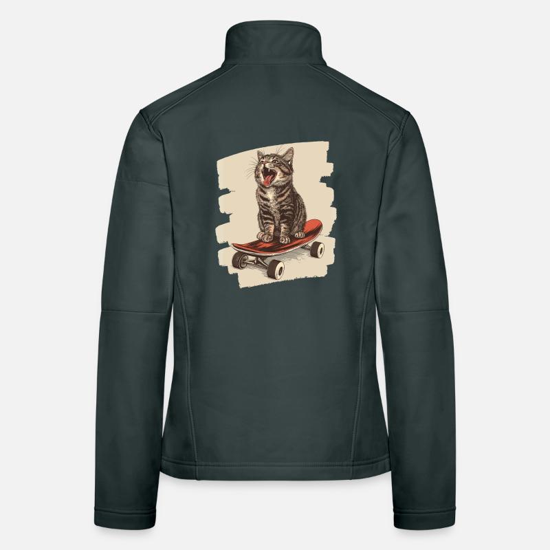 Skateboard Katze Frauen Softshelljacke
