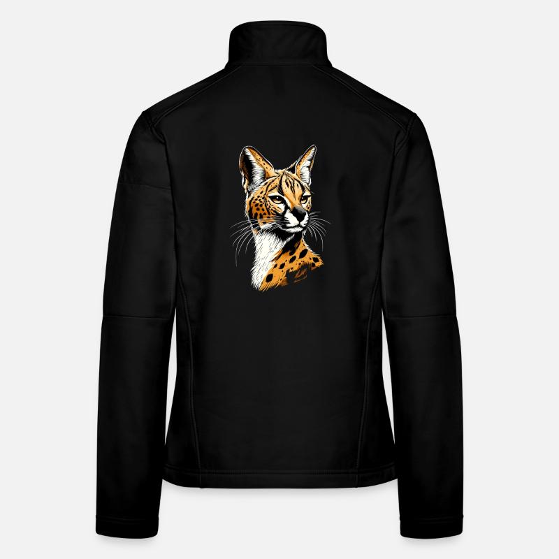 Serval Raubkatze Afrika Savannah Leopard Katzen Frauen Softshelljacke