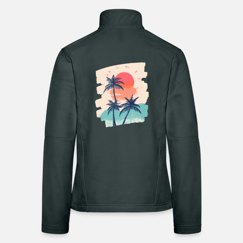 Beach Palm Trees Sunset Summer Women's Softshell Jacket