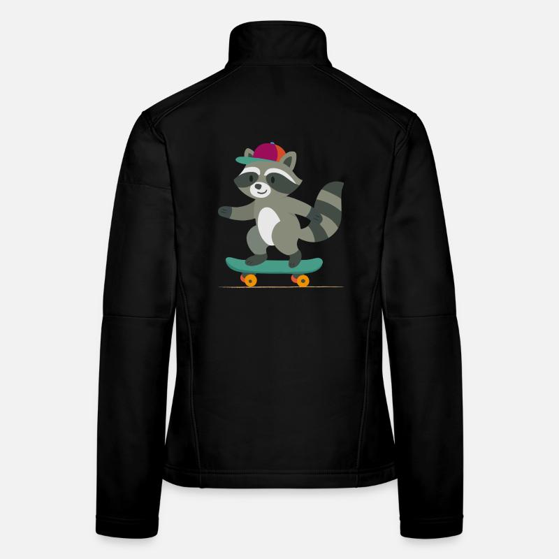 Skateboard-Waschbär mit Basecap Frauen Softshelljacke