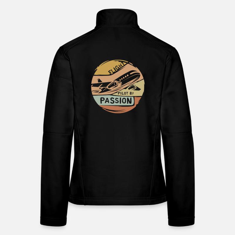 vintage Flugzeug Logo - Pilot by Passion Emblem - Frauen Softshelljacke - Schwarz