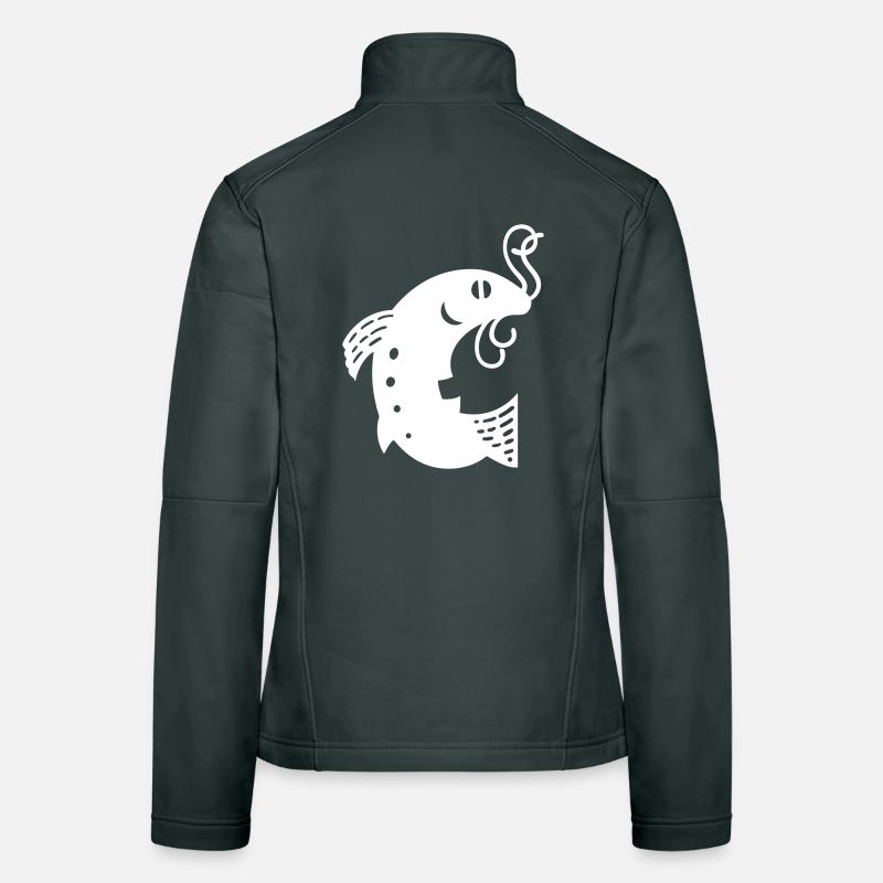 Fish on the hook white Vectorgraphic Women's Softshell Jacket