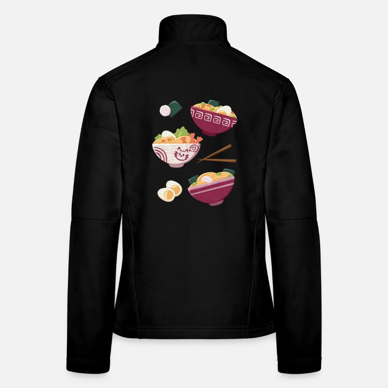 Ramen Japanese Food Cats Design - Women's Softshell Jacket - black