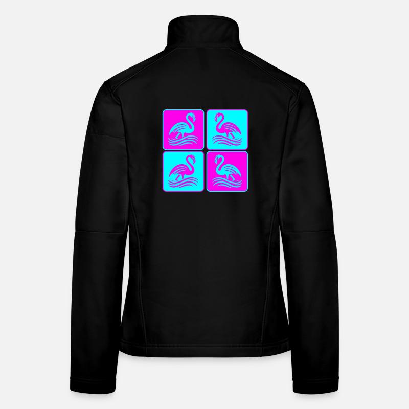 Flamingo Waves Pop Art Women's Softshell Jacket