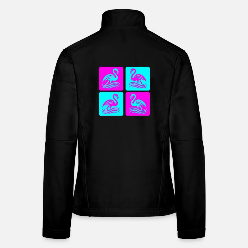 Flamant rose Vagues Pop Art Veste en tissu softshell Femme