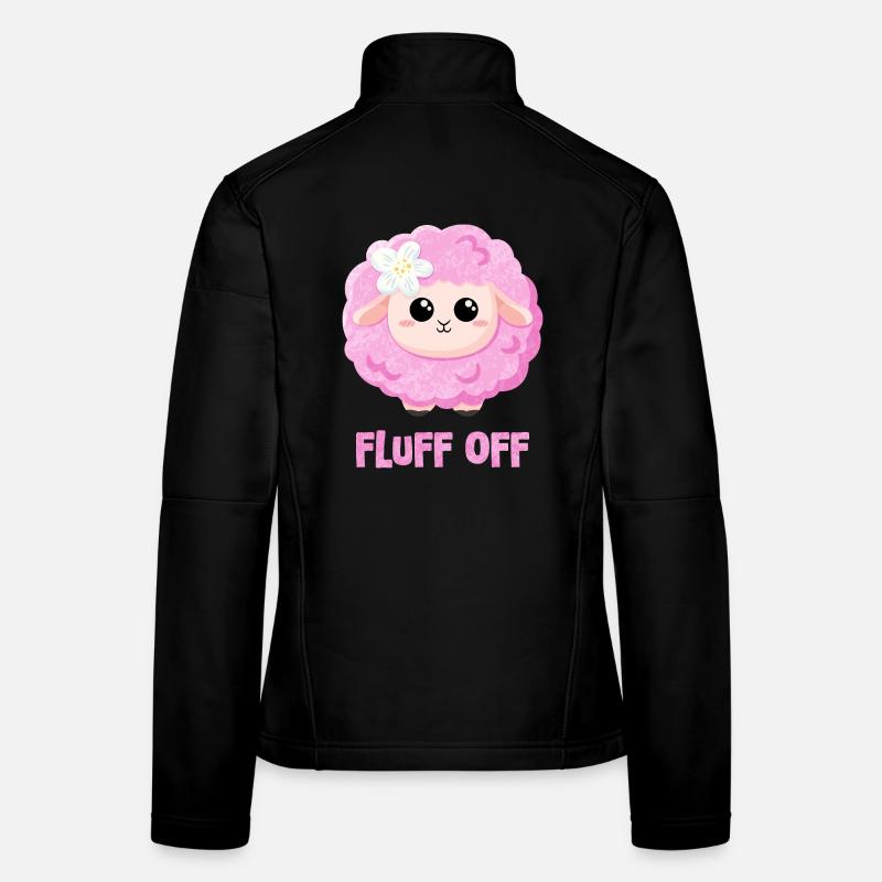 Pink Sheep with Saying Funny - Fluff off - Women's Softshell Jacket - black