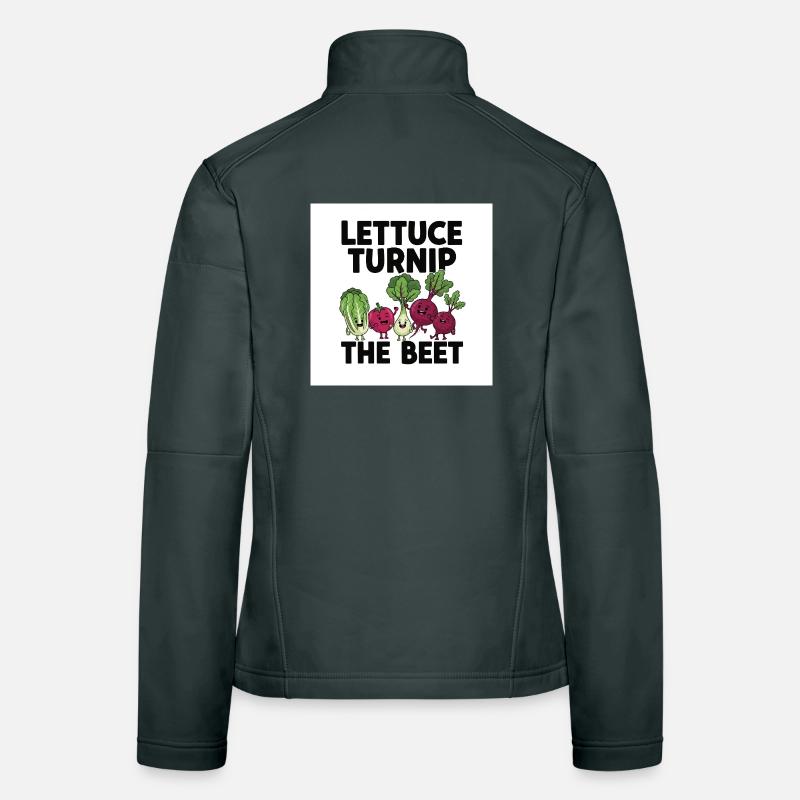 "Lettuce Turnip The Beet" Pun Vegetable Design Women's Softshell Jacket