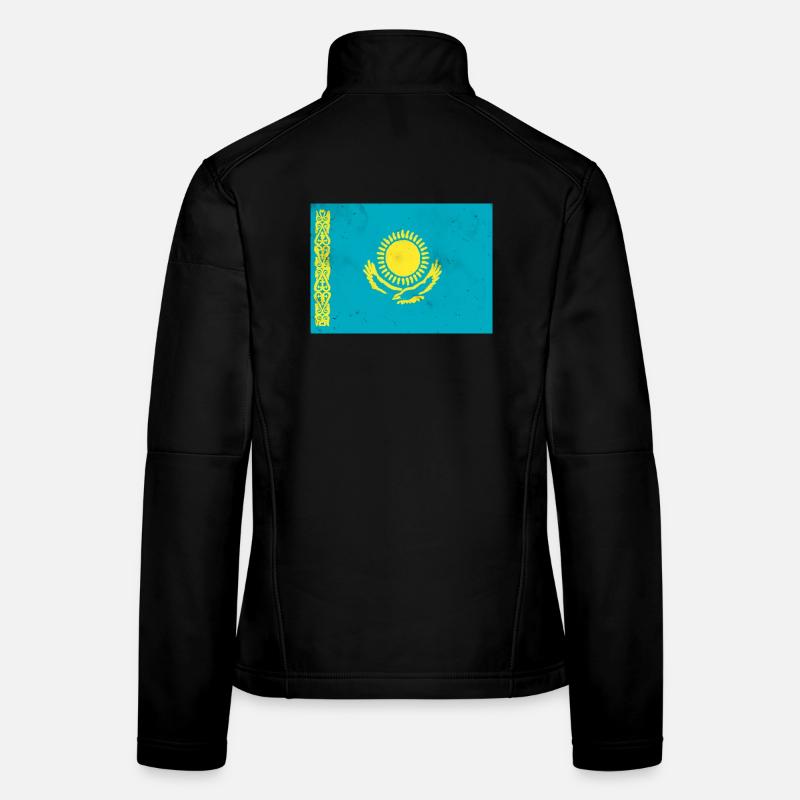 Flagge von Kasachstan - Frauen Softshelljacke - Schwarz