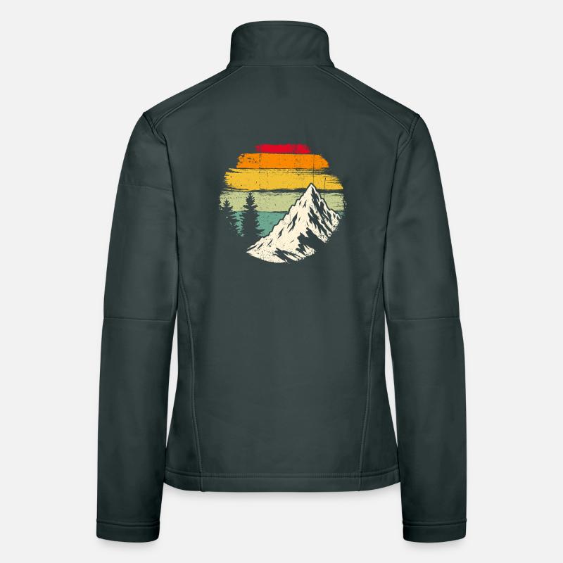 Retro Sunset Ridge Mountain Women's Softshell Jacket