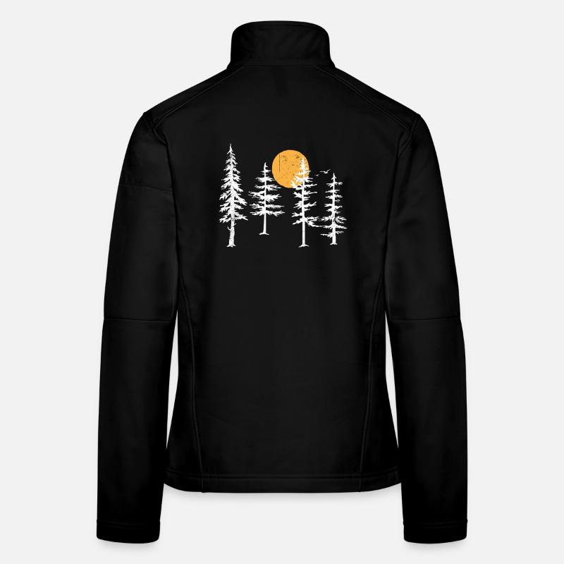 Serene Forest Silhouette with Sunset Women's Softshell Jacket