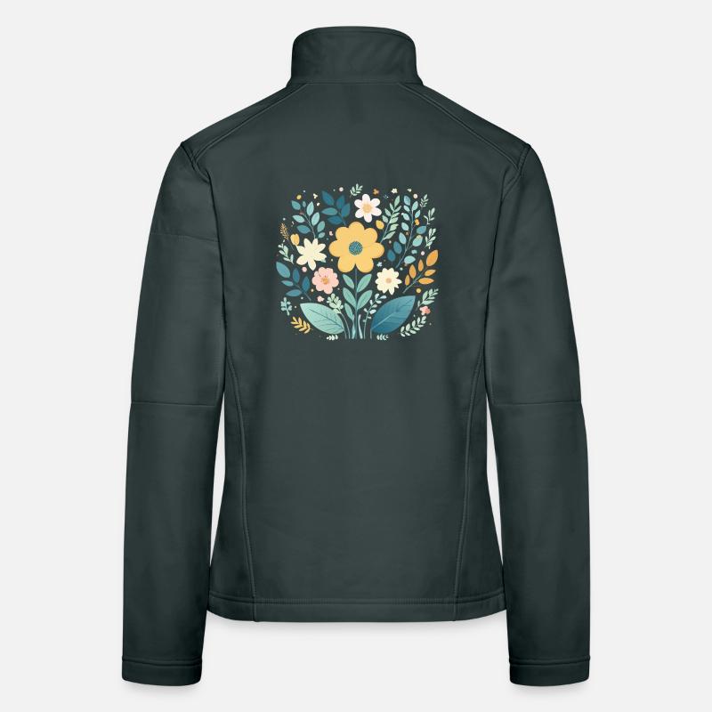 Sanfte pastellfarbene Blumenblüte - Boho Botanical Frauen Softshelljacke