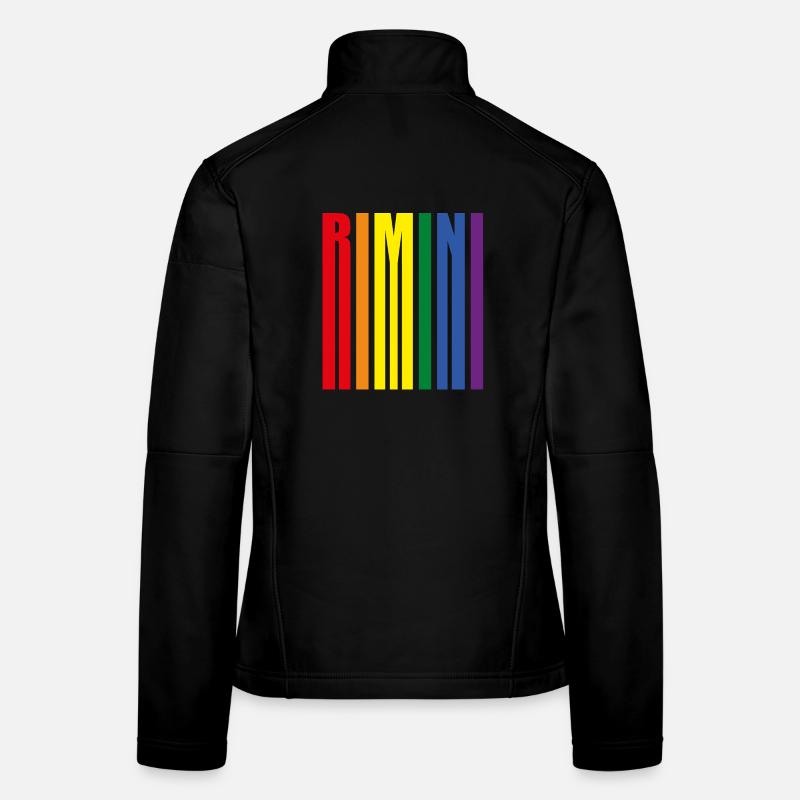 Rimini Regenbogen Pride Geschenk Urlaub Meer - Frauen Softshelljacke - Schwarz