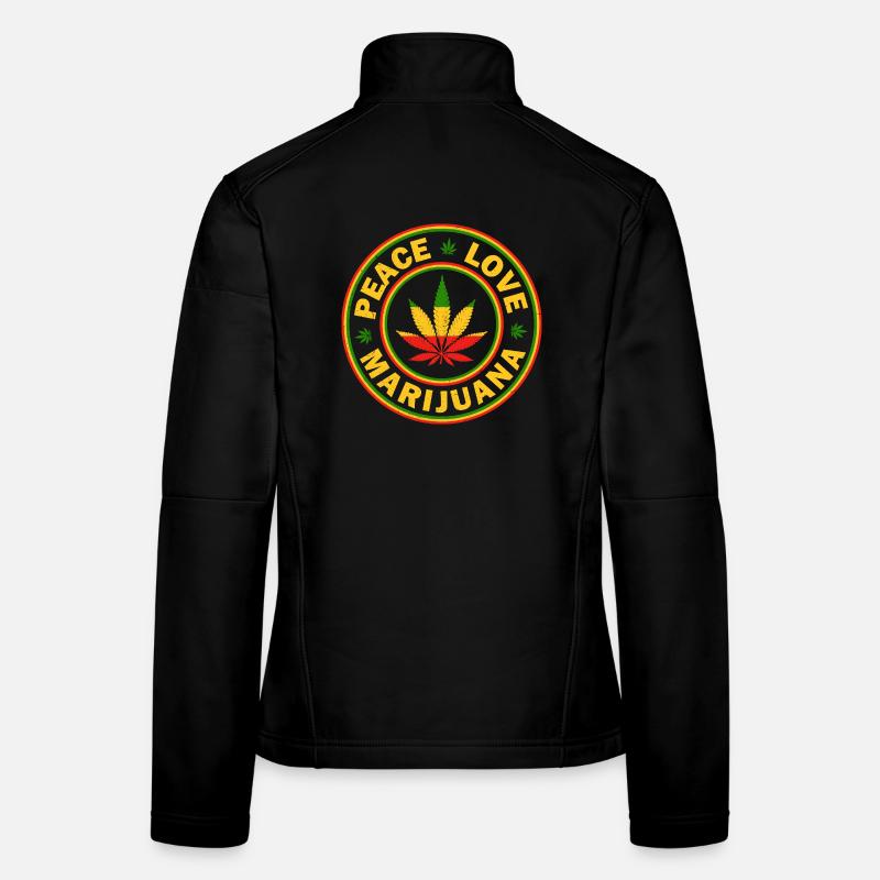 Frieden Liebe Marihuana Rastafari Emblem Frauen Softshelljacke