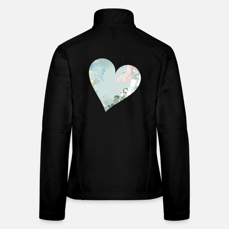 Pastellfarbenes Herz mit floralem Muster Frauen Softshelljacke
