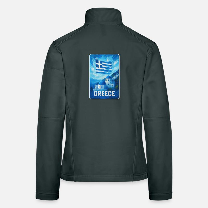 Greece Santorini Flag Women's Softshell Jacket