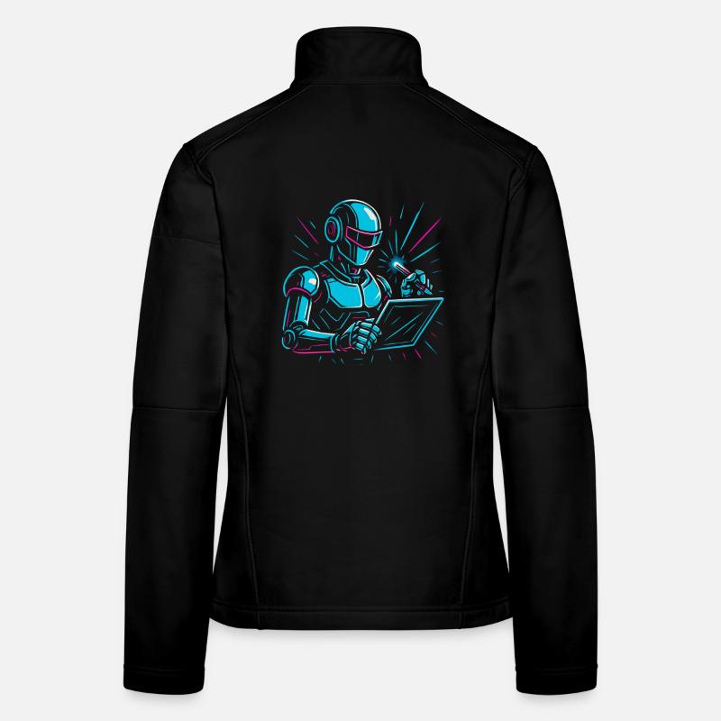 Roboter mit Laptop & Stift Frauen Softshelljacke