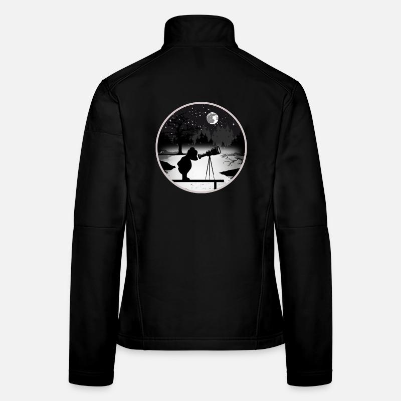 Ours avec télescope sous le ciel étoilé Veste en tissu softshell Femme