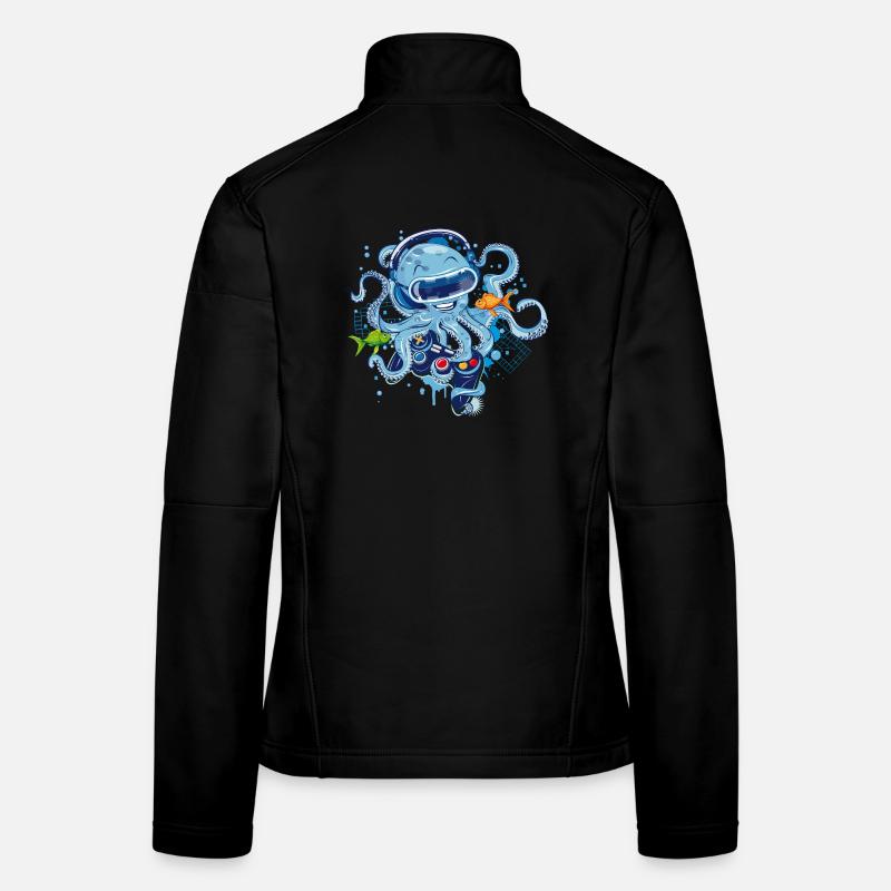 Gaming Octopus with Controller Women's Softshell Jacket