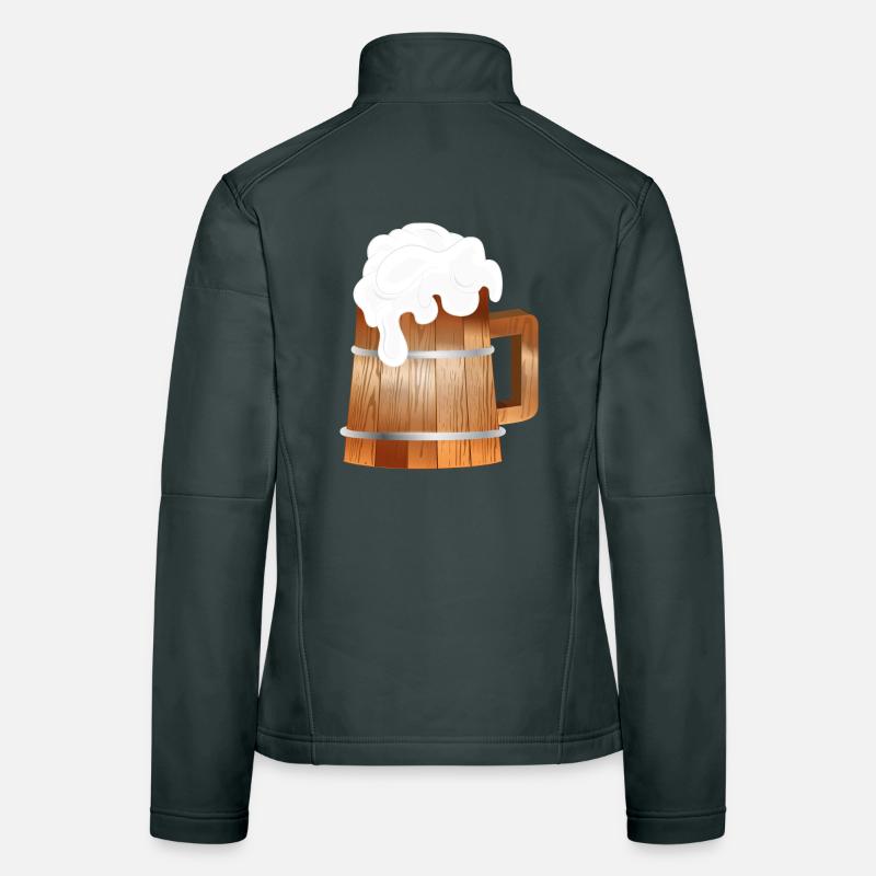 Chope à bière rustique aspect bois avec mousse Veste en tissu softshell Femme