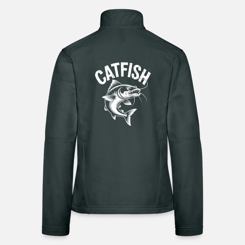 Conception de pêche d’aventure au poisson-chat Veste en tissu softshell Femme