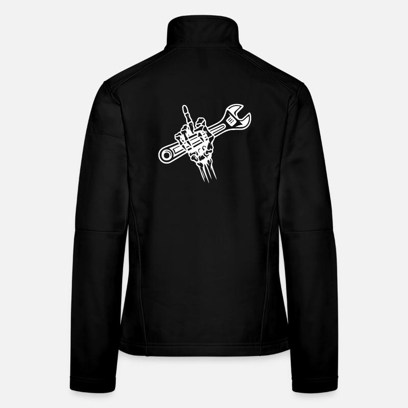 Bold Hand Holding Wrench Illustration Women's Softshell Jacket