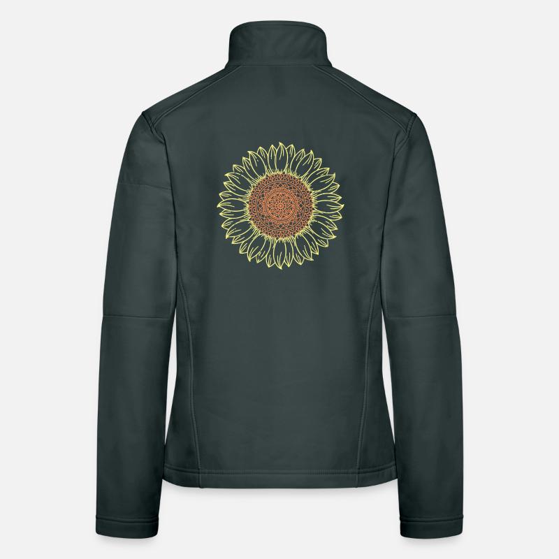 Conception complexe de mandala tournesol Veste en tissu softshell Femme