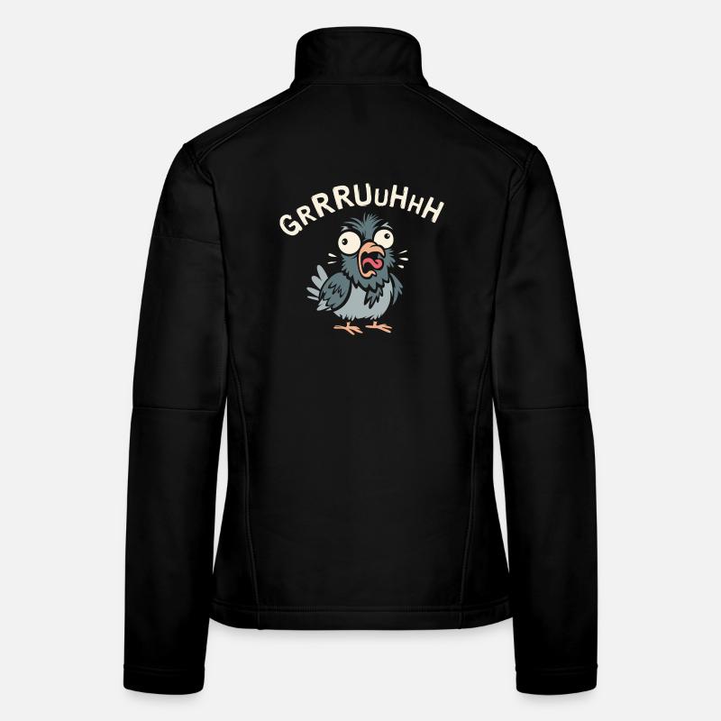 verrückte Taube gruh im Comic und Cartoon Logostil Frauen Softshelljacke