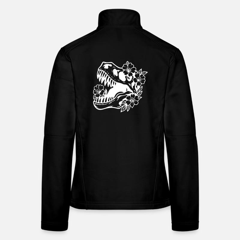 Blumen Dinosaurier Silhouette Design - Frauen Softshelljacke - Schwarz