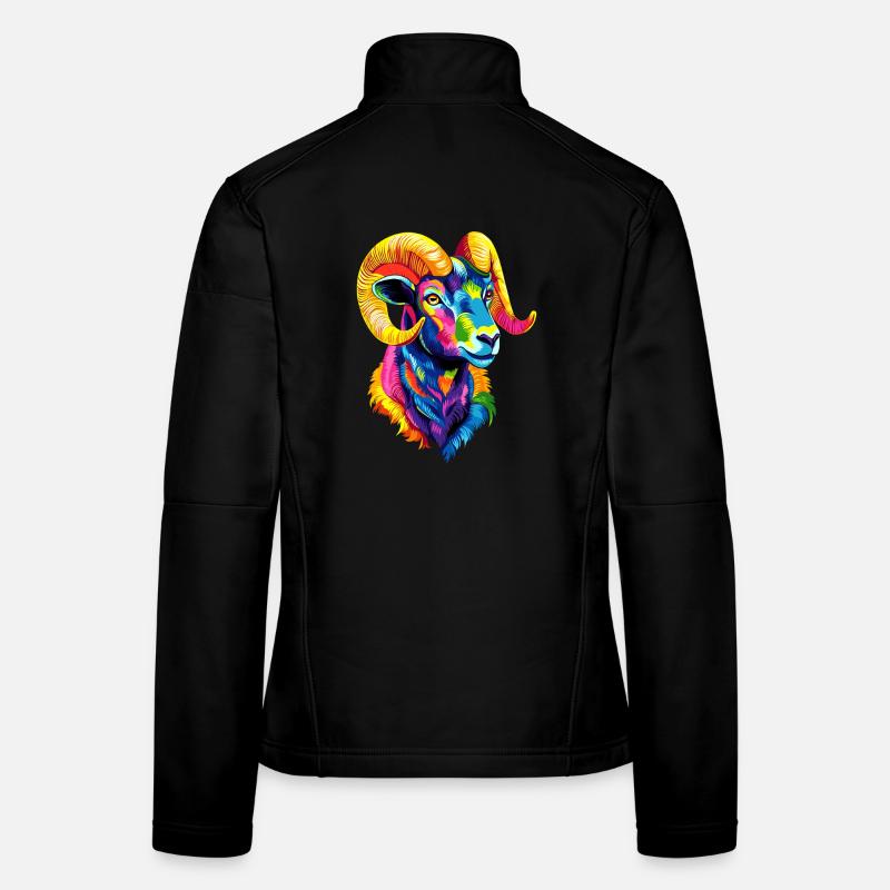 Widder Mufflon Aries Wilde Schafe Männliches Schaf Frauen Softshelljacke