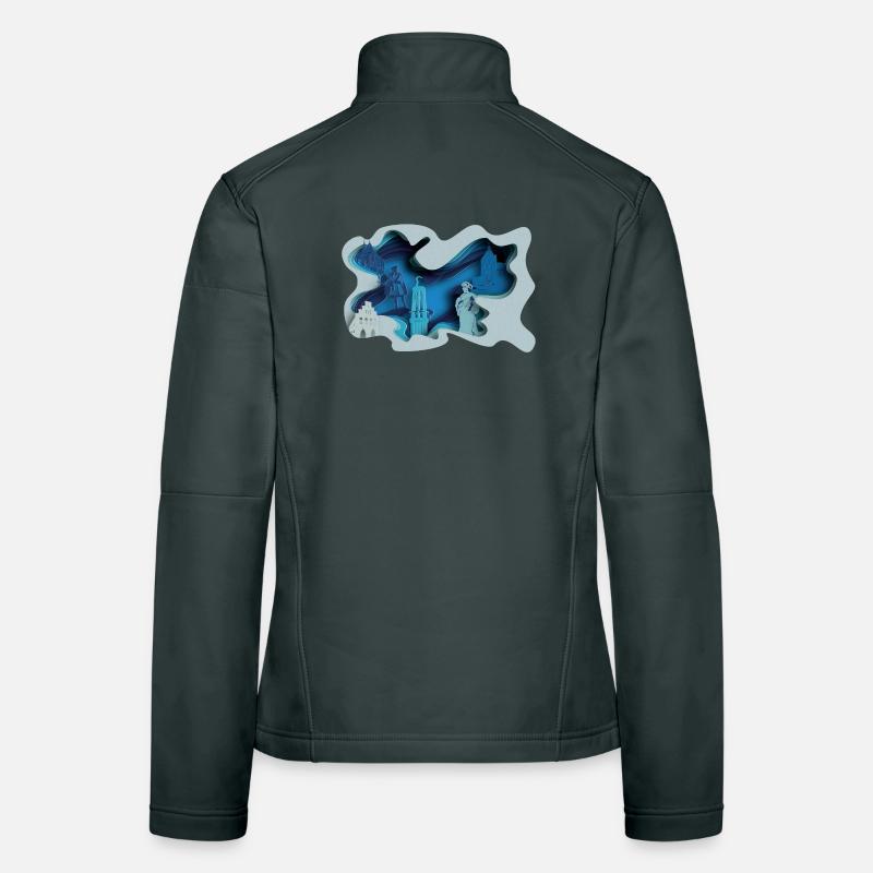 Silhouette de la ville de Moers à l’aspect hydrographique Veste en tissu softshell Femme