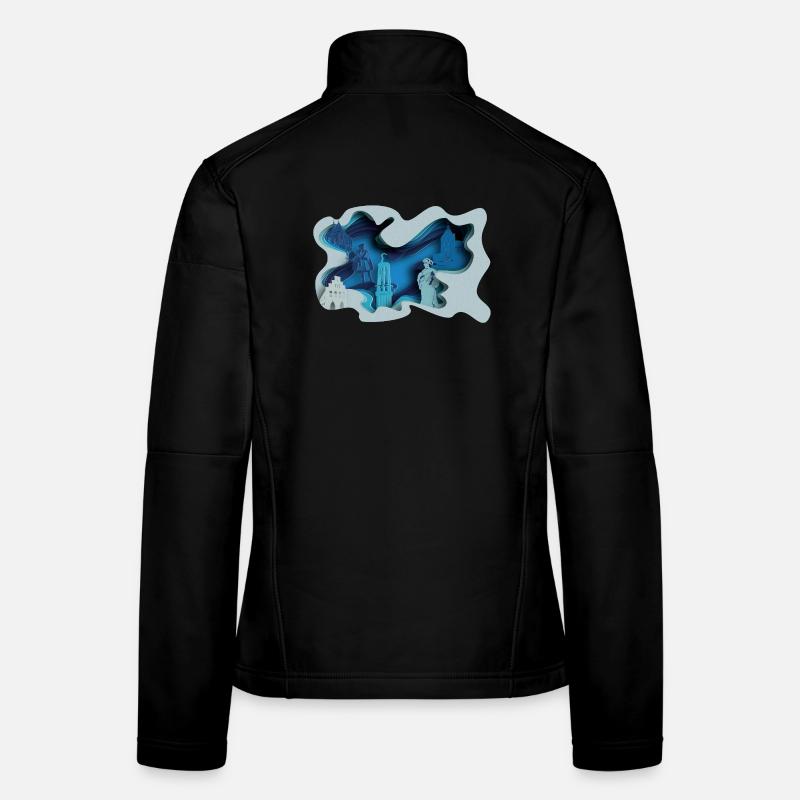 Silhouette de la ville de Moers à l’aspect hydrographique Veste en tissu softshell Femme