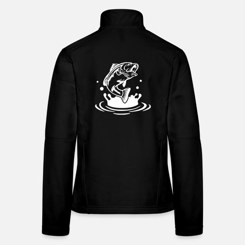 Dynamic Fish Jump Illustration Women's Softshell Jacket