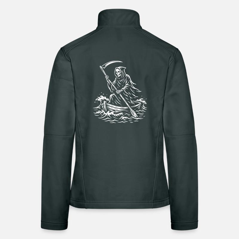 Macabre Grim Reaper Boat Design Women's Softshell Jacket