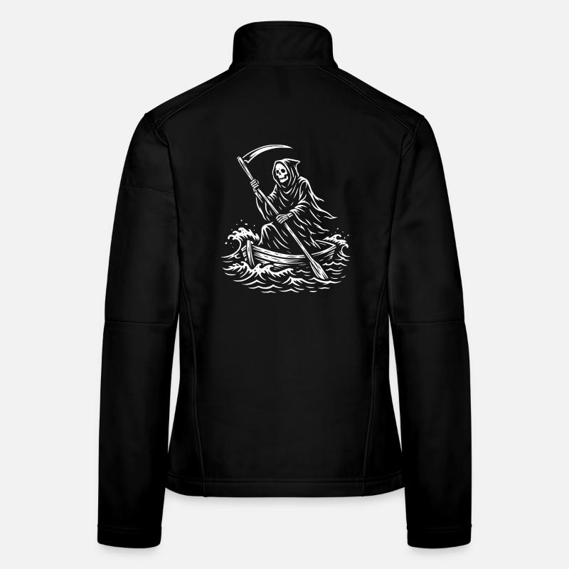 Makabres Sensenmann-Bootsdesign Frauen Softshelljacke