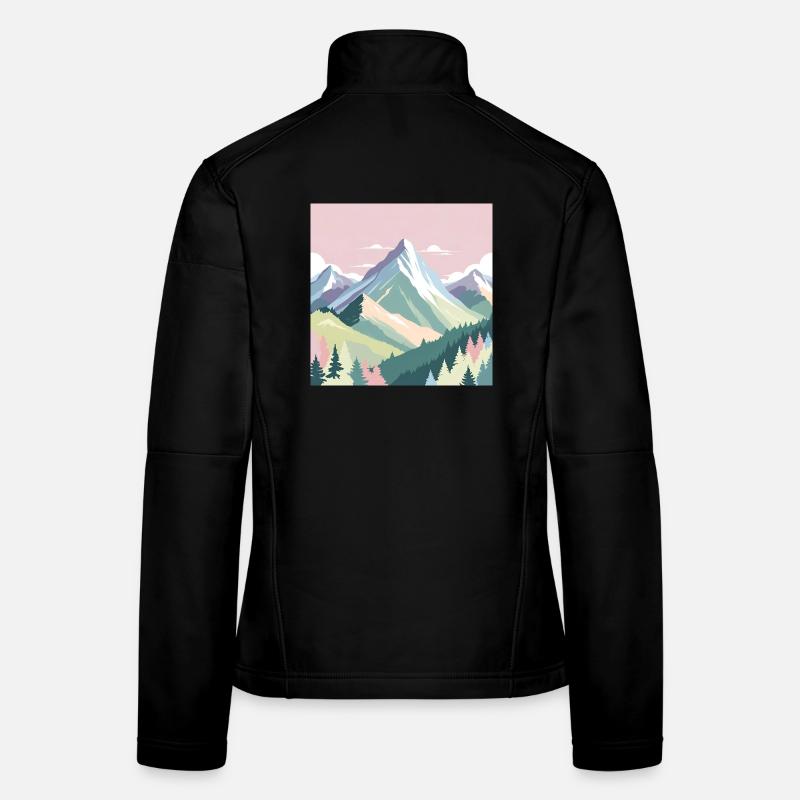 Abstrakte Berglandschaft mit Pastellfarben Frauen Softshelljacke